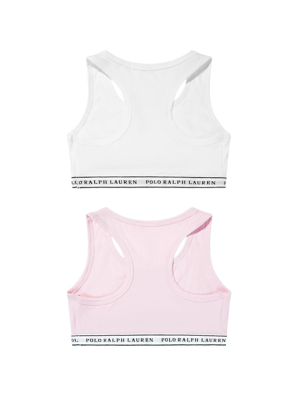 Set di 2 bralette per bambina Polo Ralph Lauren Kids bianco e rosa con banda logo 4P5038 001 Ralph Lauren kids