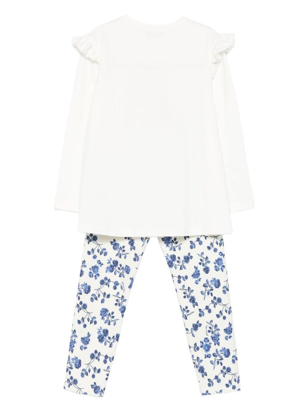 Completo t-shirt e leggins per bambina Monnalisa multicolore con stampa grafica 11F508RU 6600 0156 MONNALISA