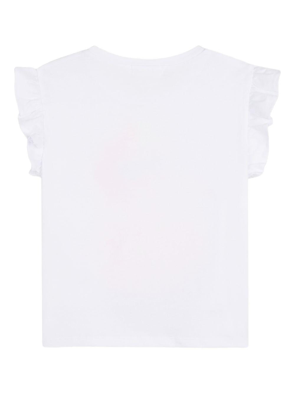 T-shirt per bambina Billieblush bianca con stampa grafica Flamingo U21932 10P BILLIEBLUSH KIDS