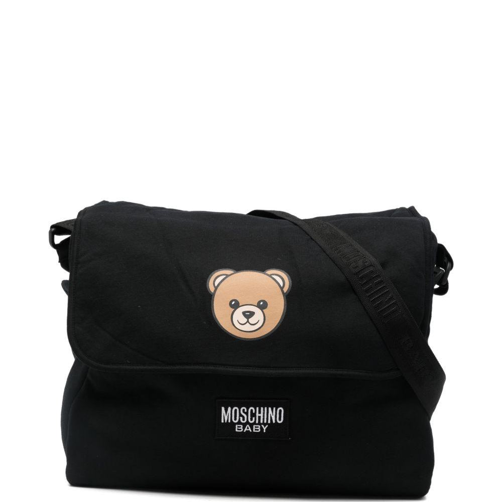 Borsa per neonati Moschino Kids nera con stampa Teddy Bear MUX05VLCA19 60100 MOSCHINO KIDS