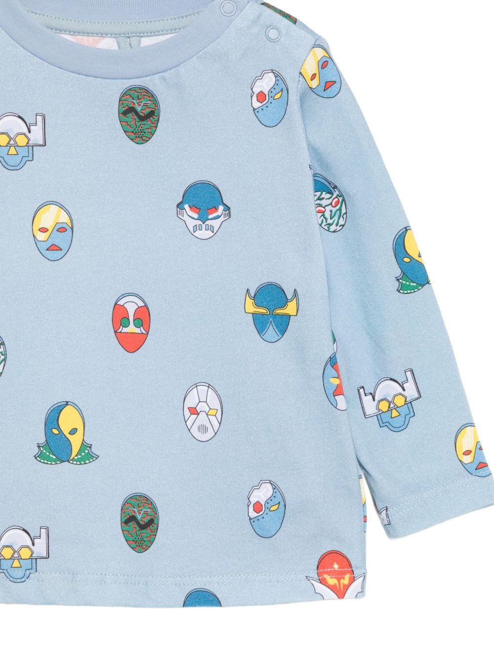 T-shirt per neonato Stella McCartney Kids azzurra con stampa grafica all-over TZ8250 Z4121 61EMC STELLA McCARTNEY KIDS