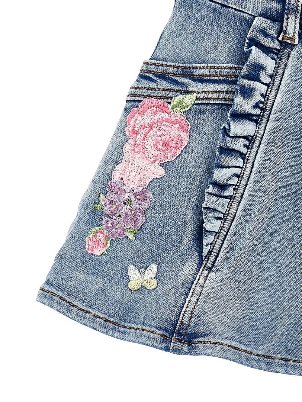 Gonna per bambina Monnalisa in denim con ricamo a fiori 19G700 7015 055B MONNALISA KIDS