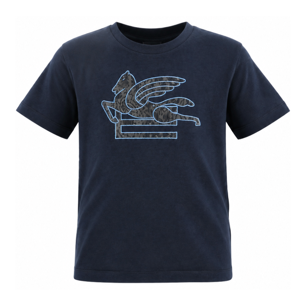 T-shirt per bambino Etro Kids blu con logo applicato GY8P81 Z3672 617 ETRO KIDS