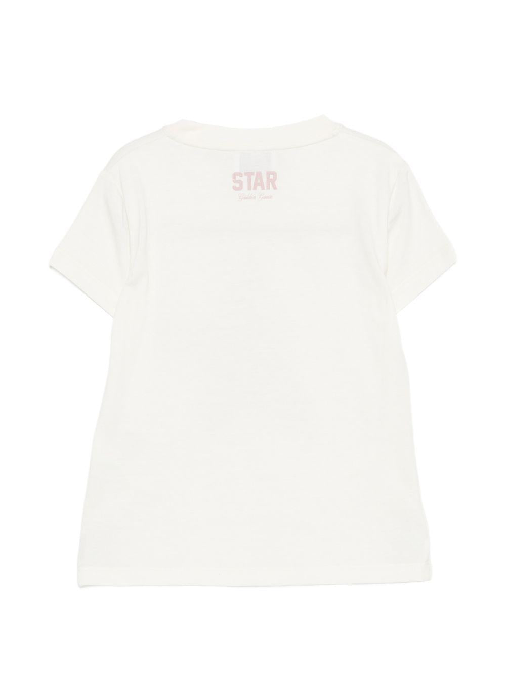 T-shirt per bambina Golden Goose Kids bianca con stella sul davanti GKP01273P002486 11560 GOLDEN GOOSE KIDS
