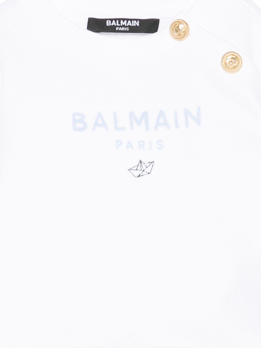 Felpa per neonato Balmain Kids bianca con bottoni BY4540 Z3183 100CE BALMAIN KIDS