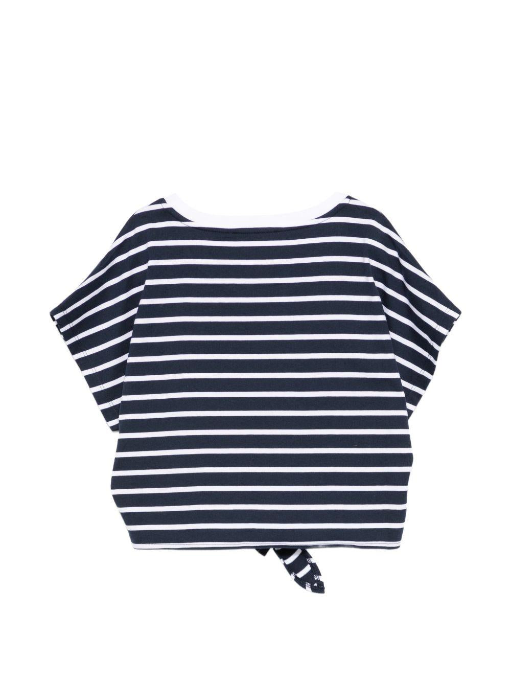T-shirt da bambina Balmain Kids blu navy con motivo a righe BY8B61 Z3657 617BC BALMAIN KIDS