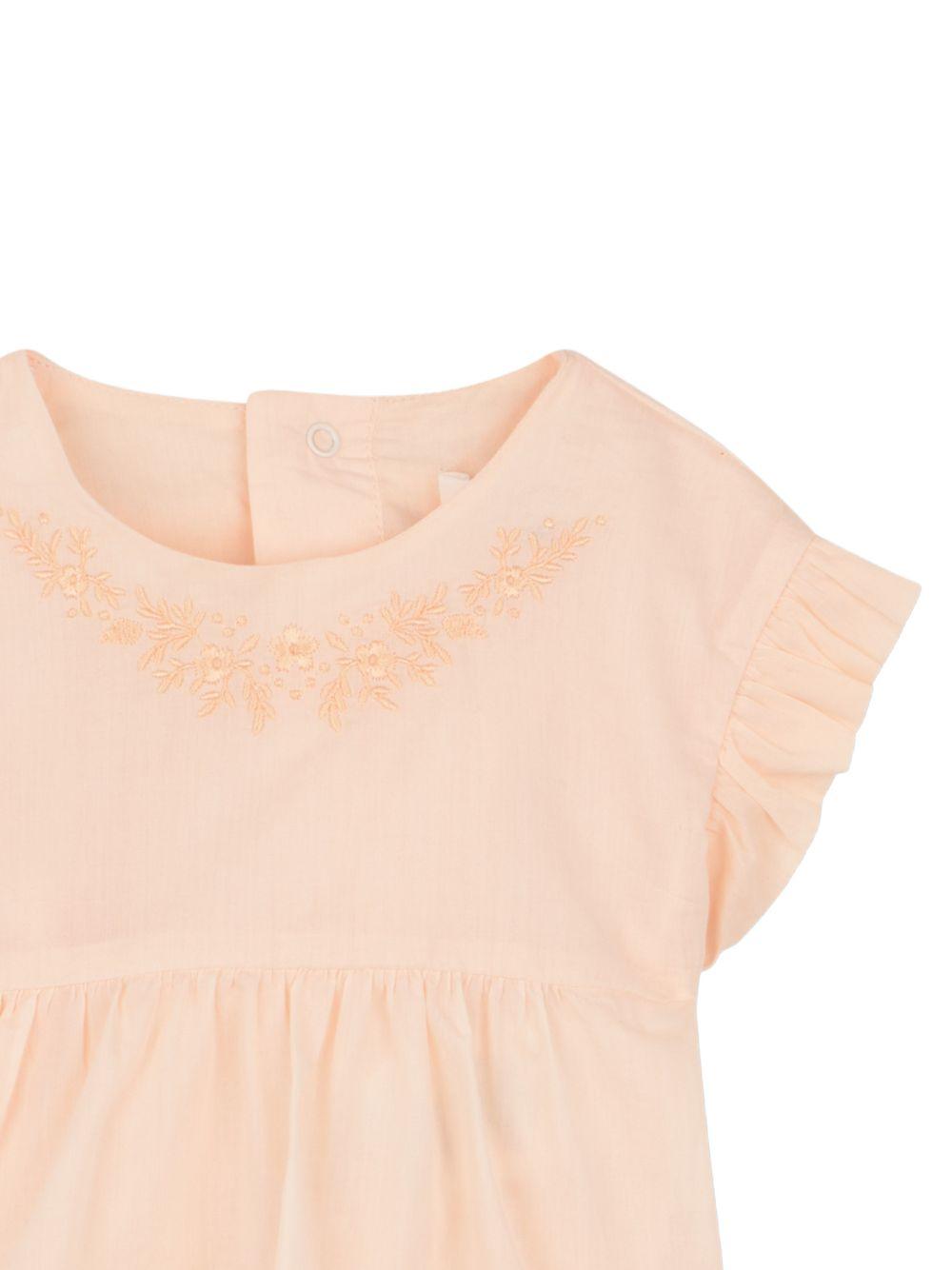 Set neonata Chloé Kids arancione pesca con ricamo e ruches C20923 440 CHLOE' KIDS