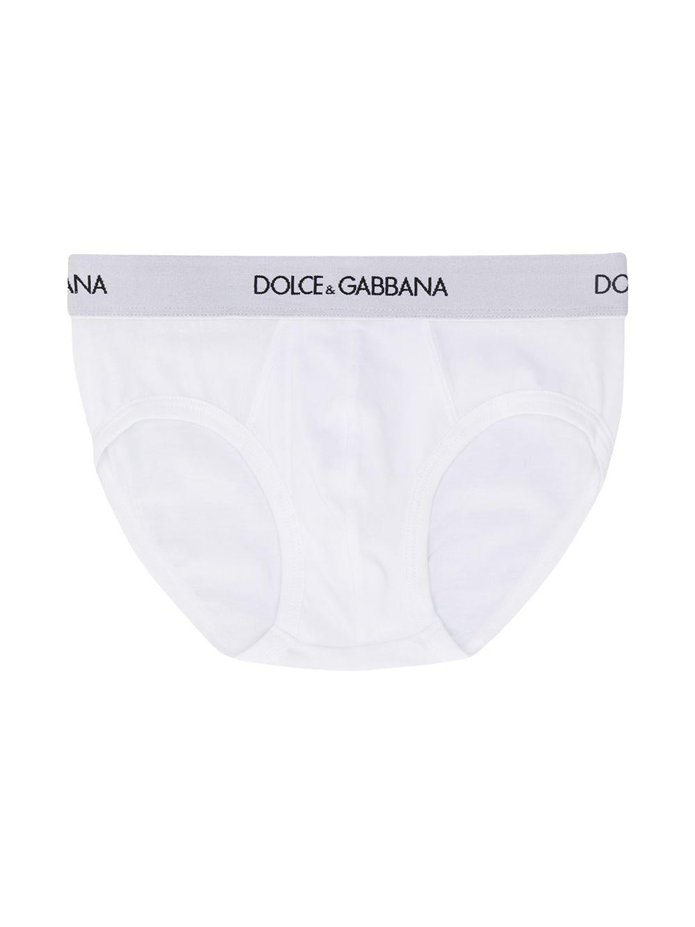 Set di due slip per bambino Dolce & Gabbana Kids bianco con logo sull'elastico L4J700 G7OCT W0800 DOLCE & GABBANA KIDS