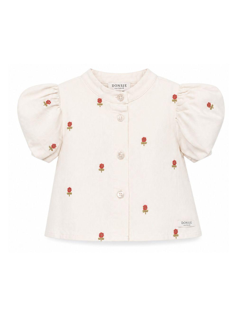 Blusa per neonata Donsje beige con ricamo floreale all-over 4113001 00037 DONSJE KIDS