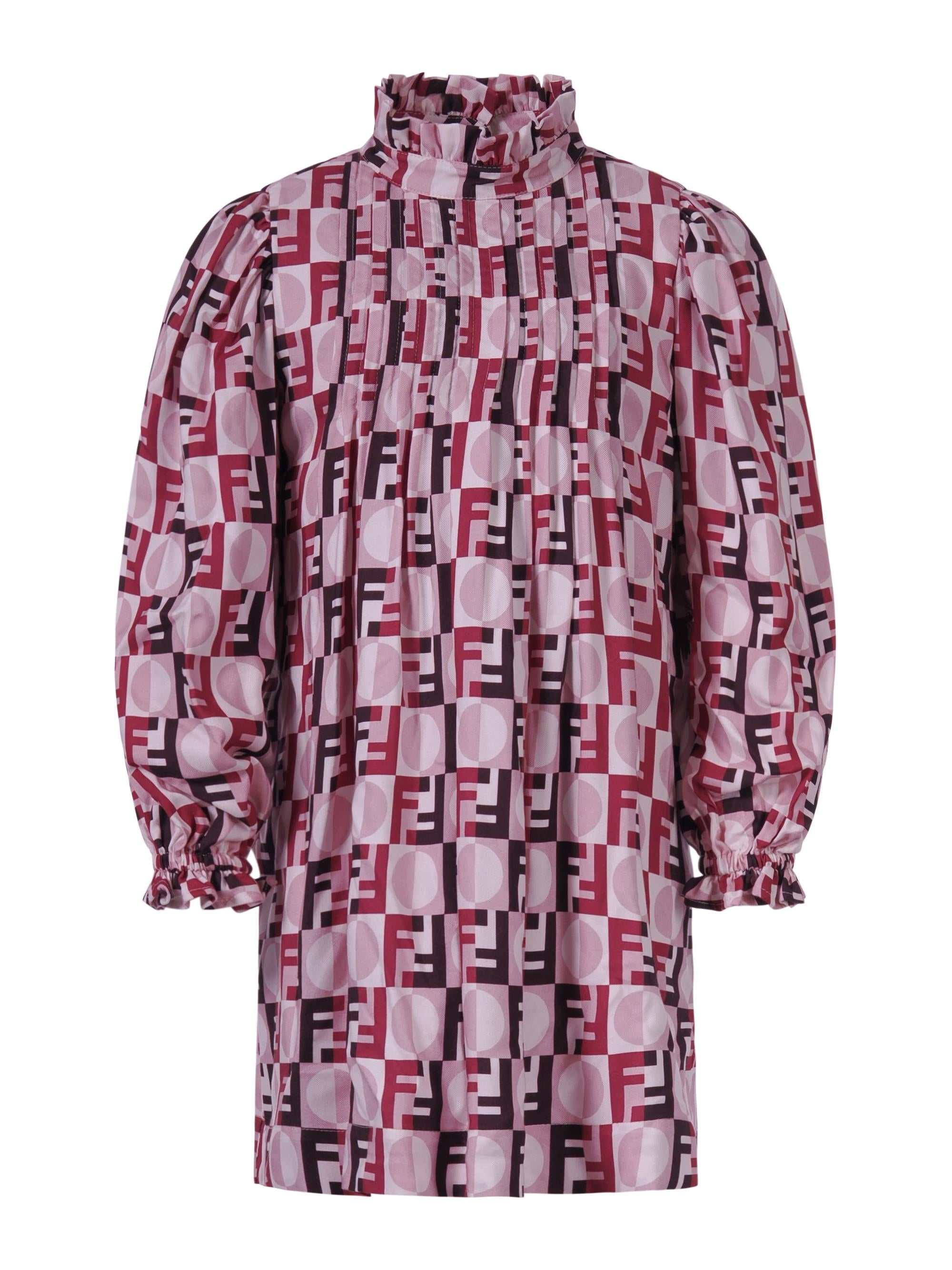 Abito per bambina Fendi Kids rosa con stampa logo FF all-over JFB809 AYMM F1TKH FENDI KIDS
