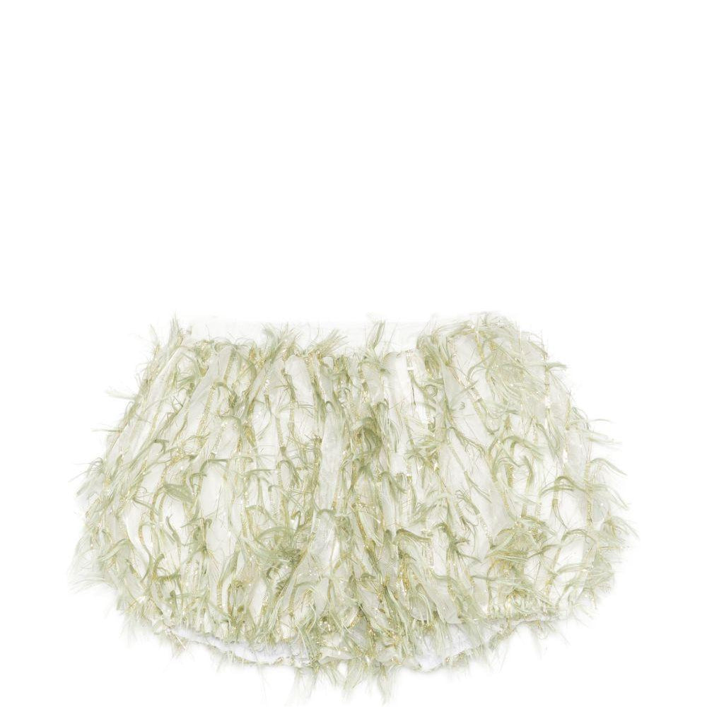 Shorts per bambina A'lapage verde con dettaglio frange 26SAGSHO00005E OLIVA A'LAPAGE