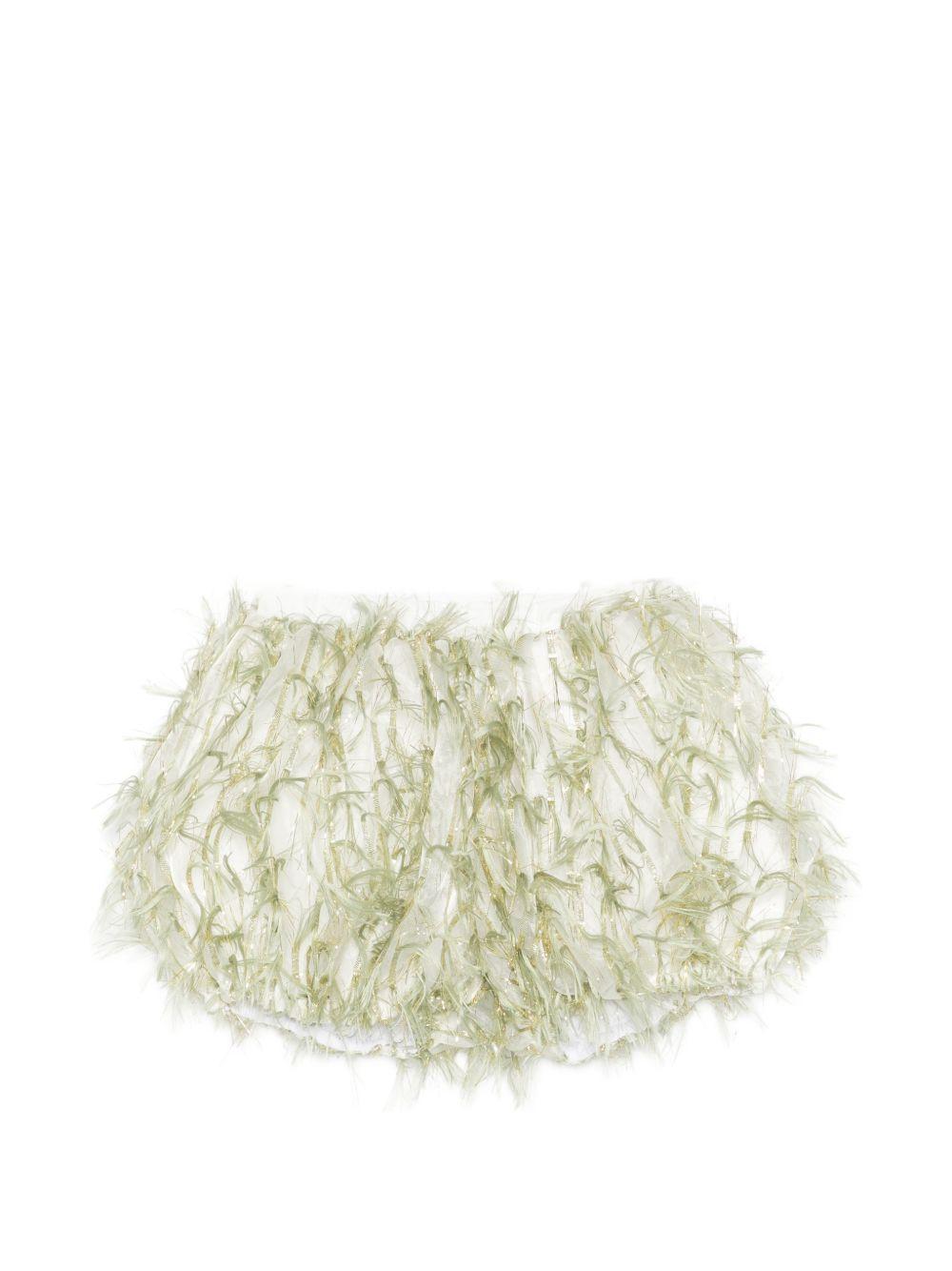 Shorts per bambina A'lapage verde con dettaglio frange 26SAGSHO00005E OLIVA A'LAPAGE