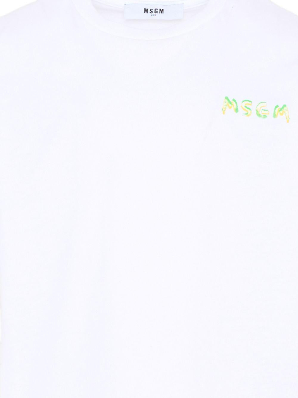 T-shirt per bambino MSGM Kids bianca con stampa logo S6MSJUTH003 001 MSGM KIDS
