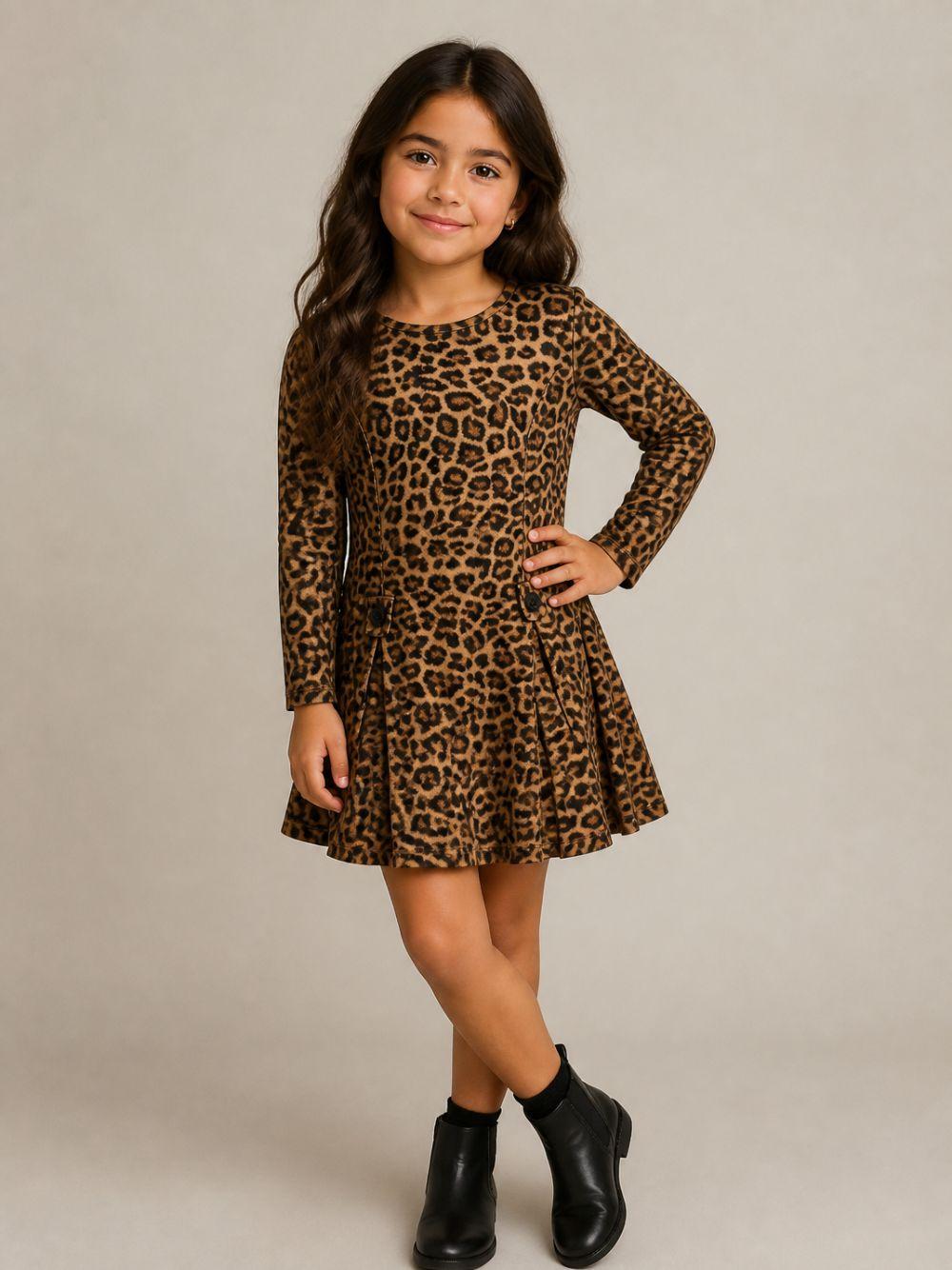 Abito per bambina Monnalisa Kids animalier con stampa leopardata 41H902 8624 0080 MONNALISA KIDS