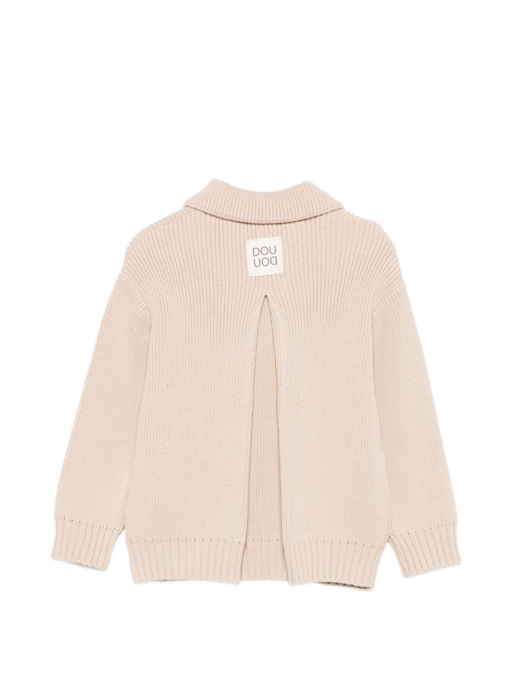 Cardigan per bambino Douuod Kids beige con colletto DY9A00 X0071 107 DOUUOD KIDS