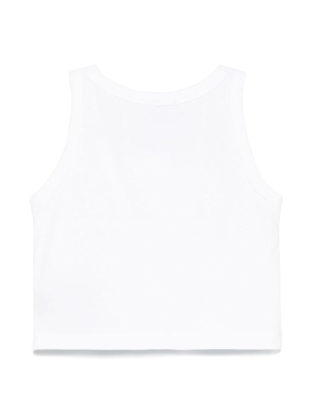 Top con strass per bambina John Richmond Junior bianco con orlo dritto RGP25204CN WHITE JOHN RICHMOND KIDS