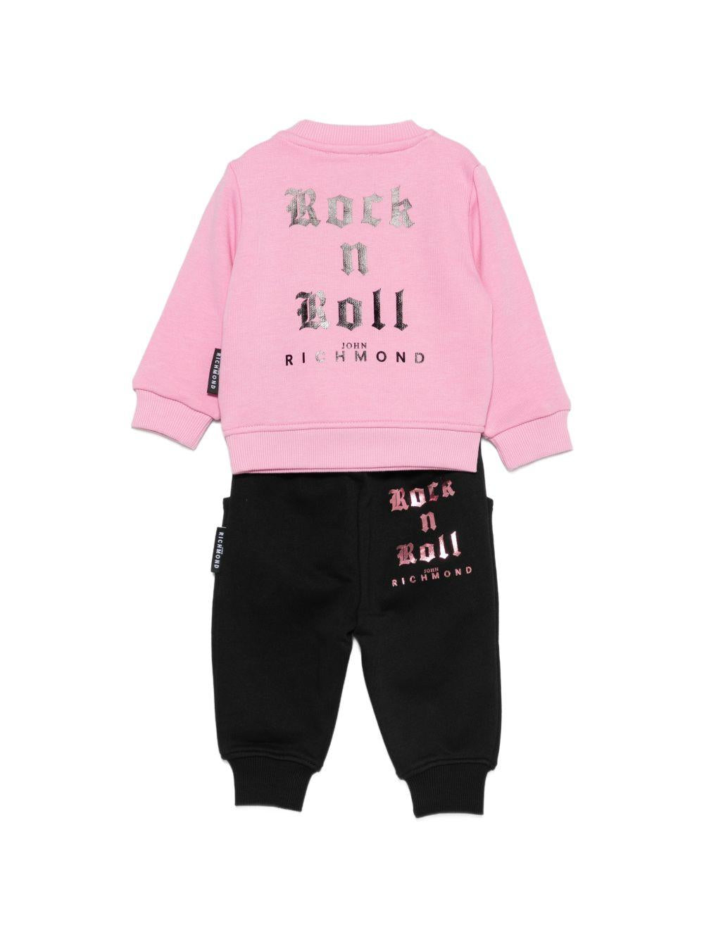 Completo per neonata John Richmond Kids rosa e nero con dettaglio logo RIA26064CF PINK BEGONIA JOHN RICHMOND KIDS