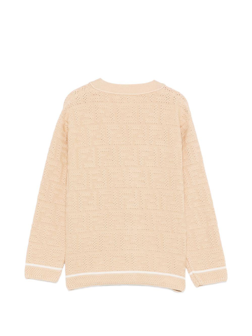 Cardigan per bambino Fendi Kids beige con lavorazione in pointelle JUG221 AJ8T F1UCS FENDI KIDS