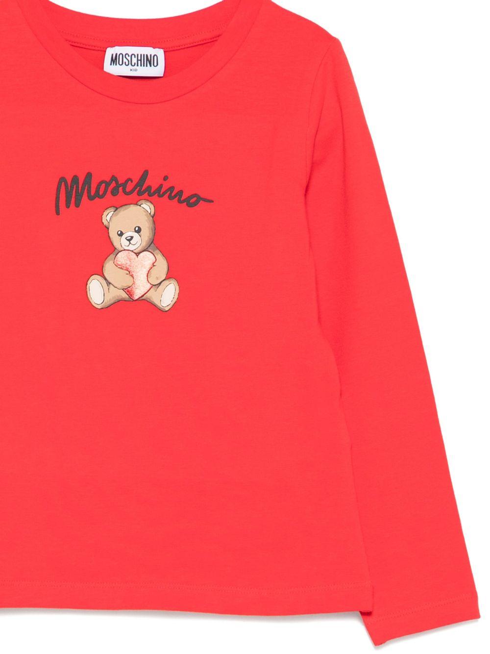 T-shirt per bambina Moschino Kids rosso maniche lunghe HDO010LBA11 50109 MOSCHINO KIDS