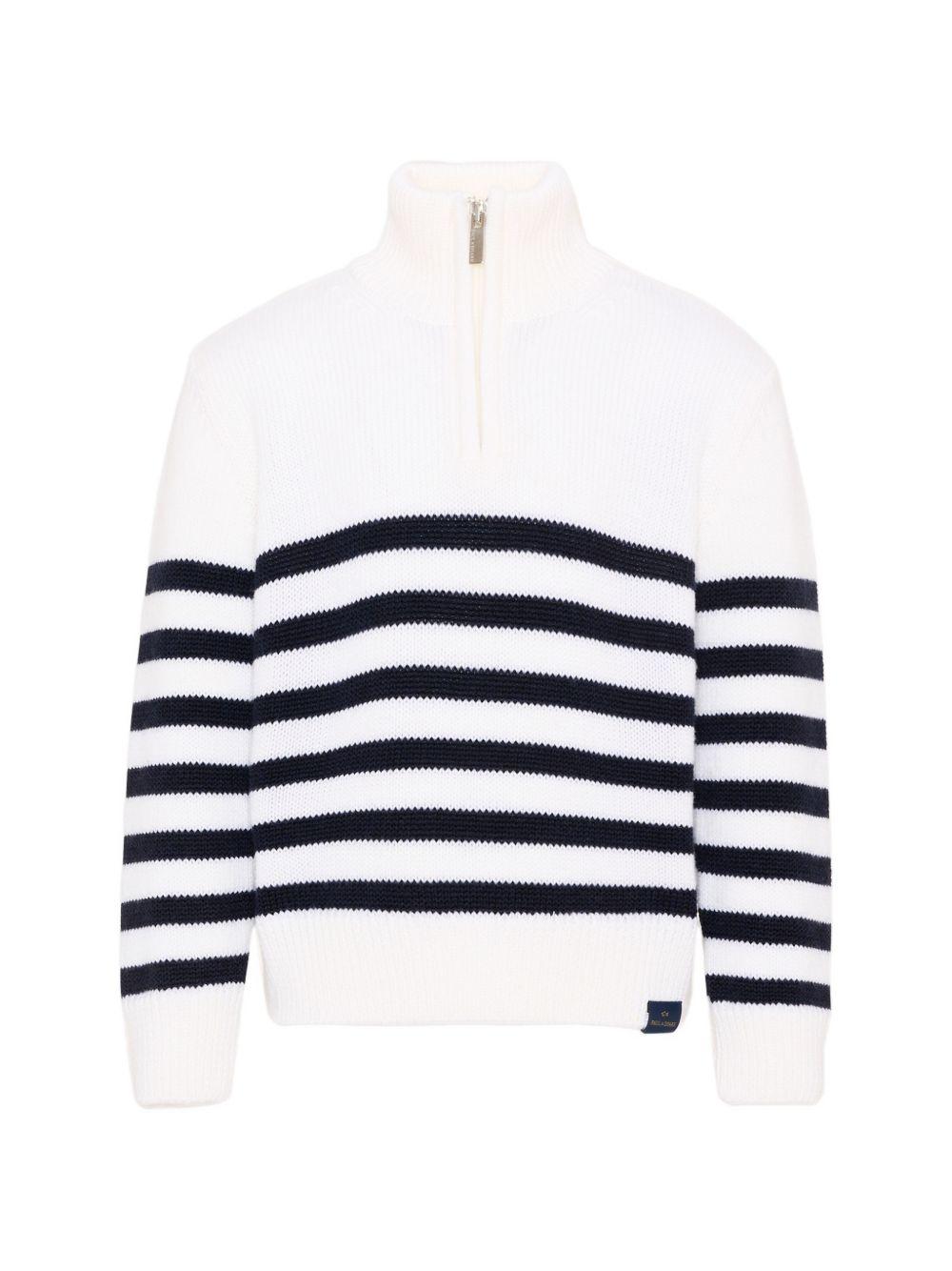 Maglione per bambino Paul & Shark Kids bianco con motivo a righe orizzontali WUW006LHE88 10057 PAUL & SHARK KIDS