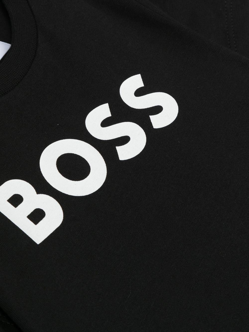 T-shirt per neonato Boss Kids nera con stampa logo sul davanti J05P12 09B BOSS KIDS