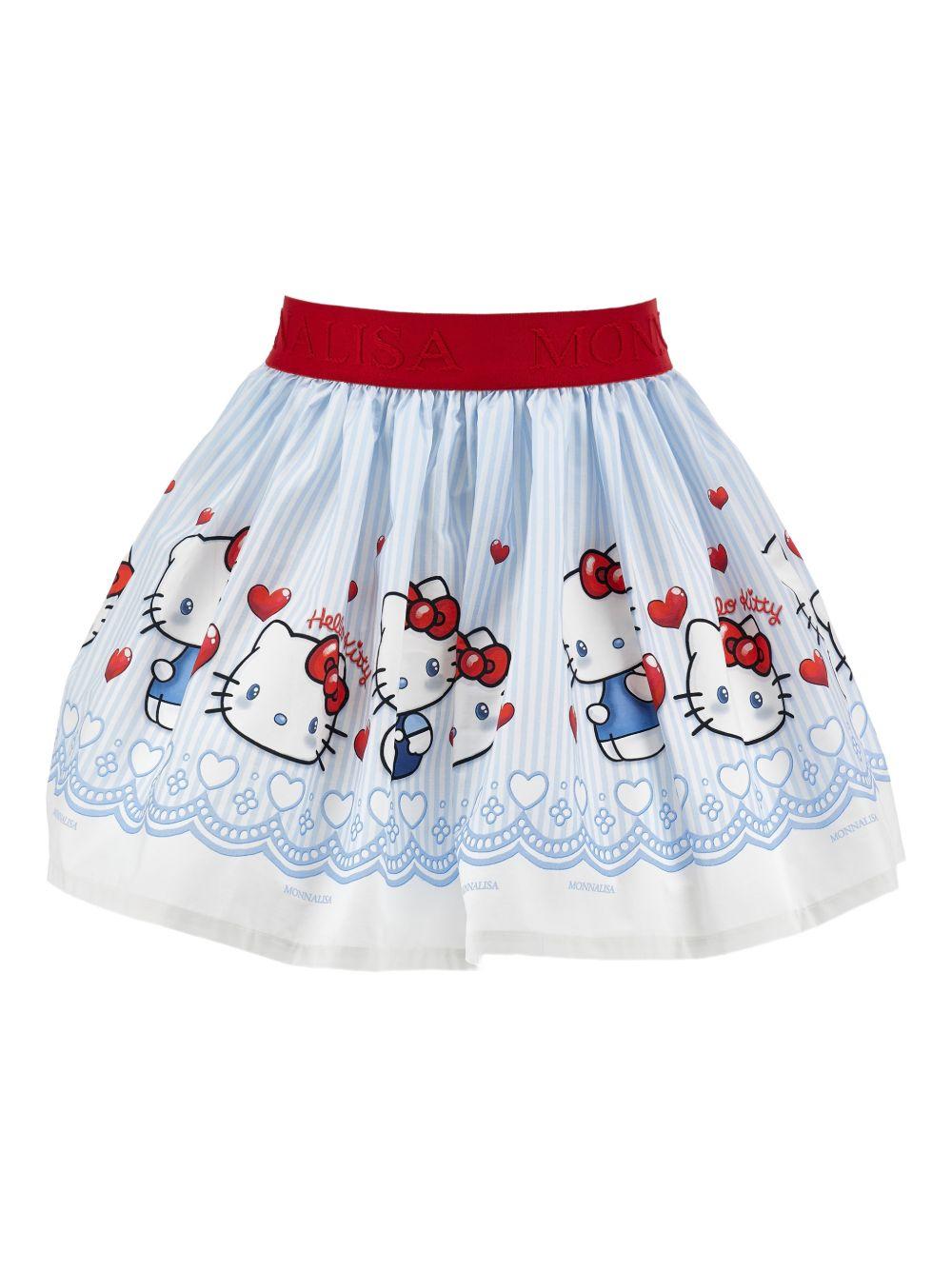 Gonna per bambina Monnalisa Hello Kitty azzurro con stampa 11G704 7606 9958 MONNALISA KIDS