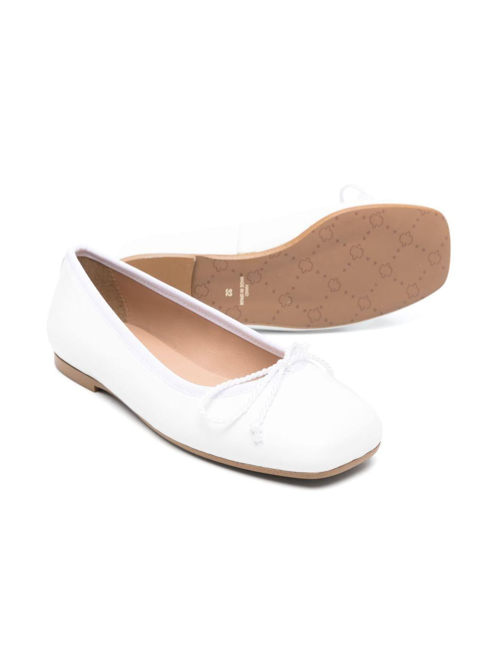 Ballerine per bambina Eli1957 bianco in pelle con soletta in pelle con logo e punta quadrata 53003AJ BLANCO ElI