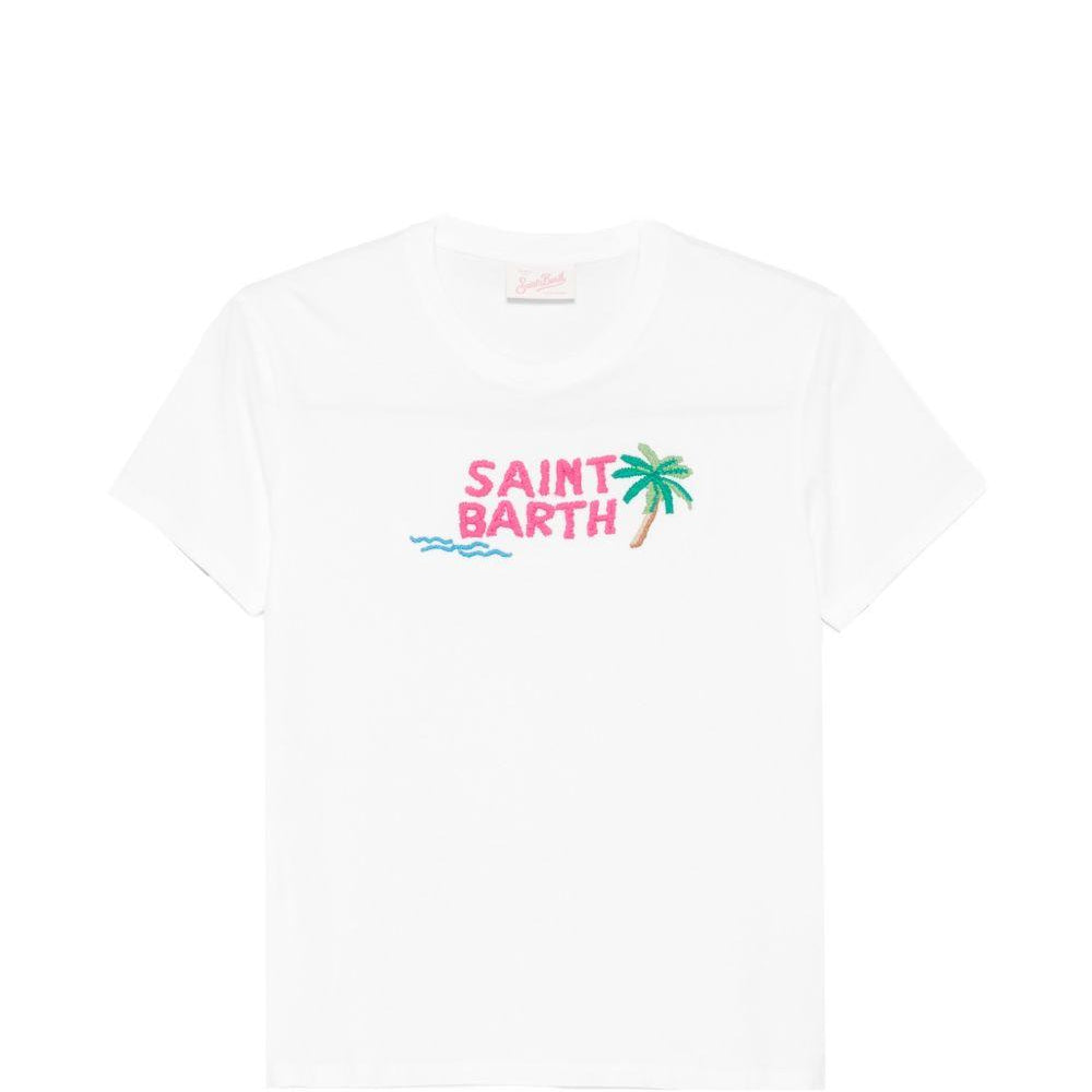 T-shirt da donna MC2 Saint Barth bianca con dettaglio logo ricamato EMI0001 09102L MC2 ST. BARTH