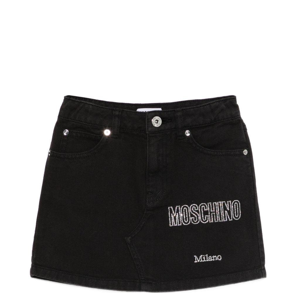 Gonna per bambina Moschino Kids nera con logo sul davanti HBJ03MLSC00 60100 MOSCHINO KIDS