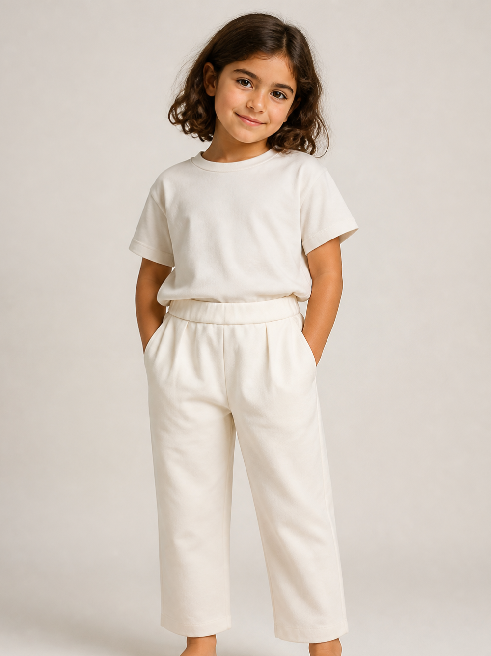 Pantaloni sportivi per bambina Balmain Kids bianchi con logo sul retro BZ6A80 Z3728 102NE BALMAIN KIDS