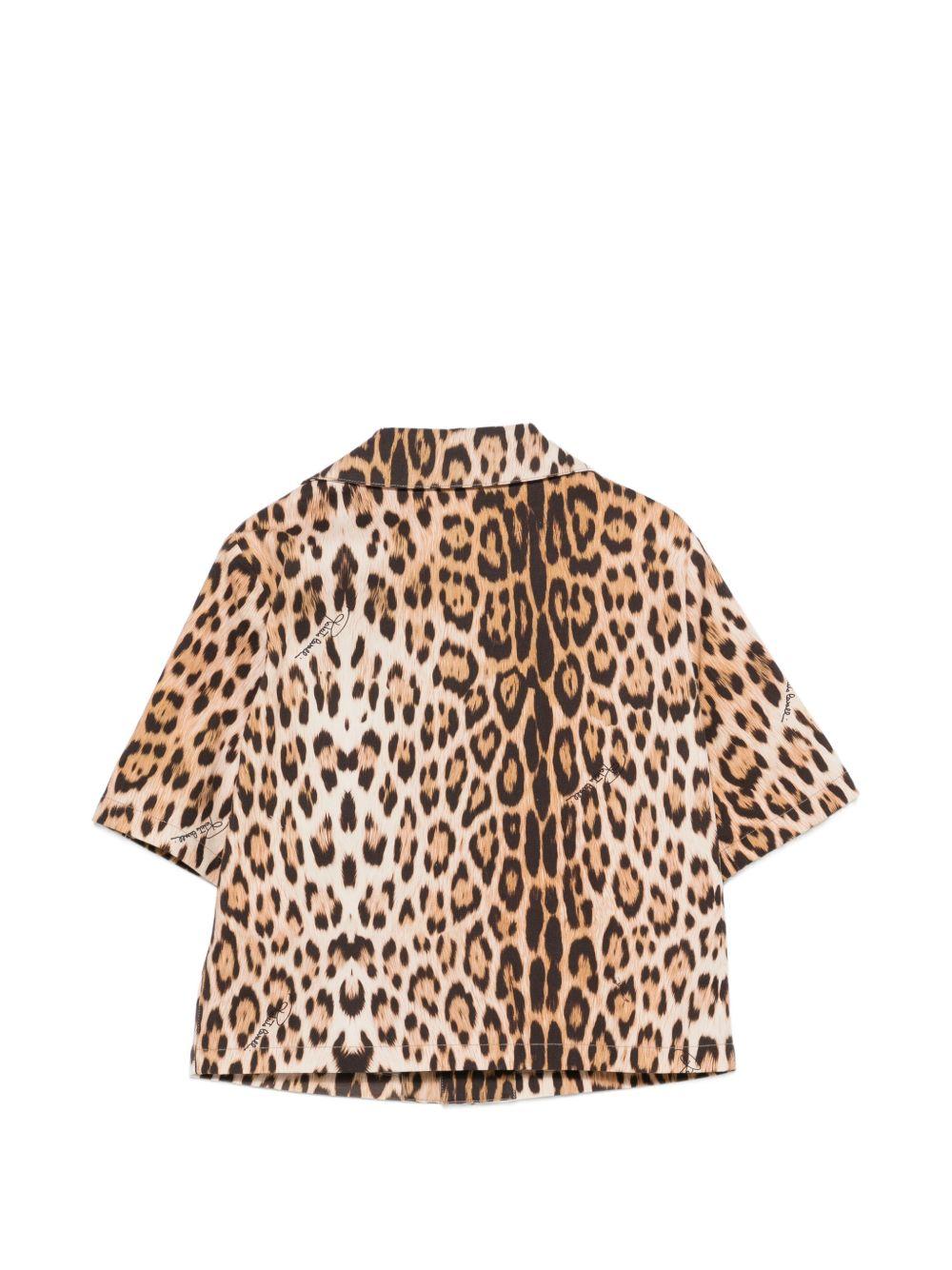 Camicia per bambino Roberto Cavalli Kids marrone con stampa animalier CBP26081CA MACULA N.H. ROBERTO CAVALLI KIDS