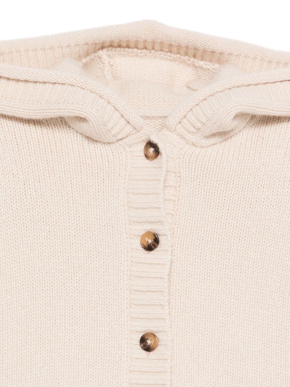 Cardigan per neonata Donsje beige con cappuccio e bottoni 3039602 00037 DONSJE