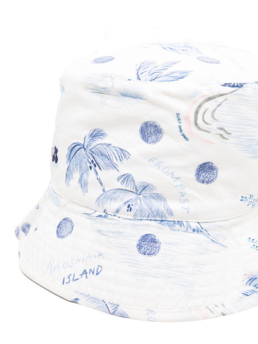 Cappello per bambino Bonpoint bianco con stampa grafica blu S06BACW00005 615 BONPOINT KIDS