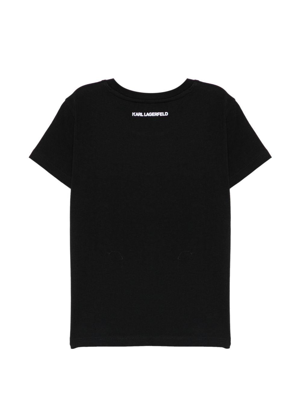 T-shirt per bambina Karl Lagerfeld Kids nera con dettaglio grafico Z31160 09B KARL LAGERFELD KIDS