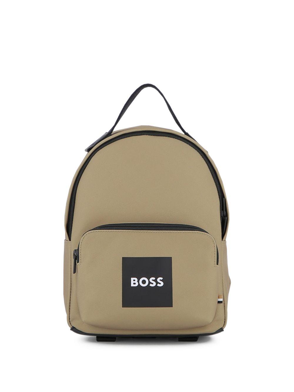 Zaino per bambino Boss Kids beige con toppa con logo quadrato J53136 295 BOSS KIDS