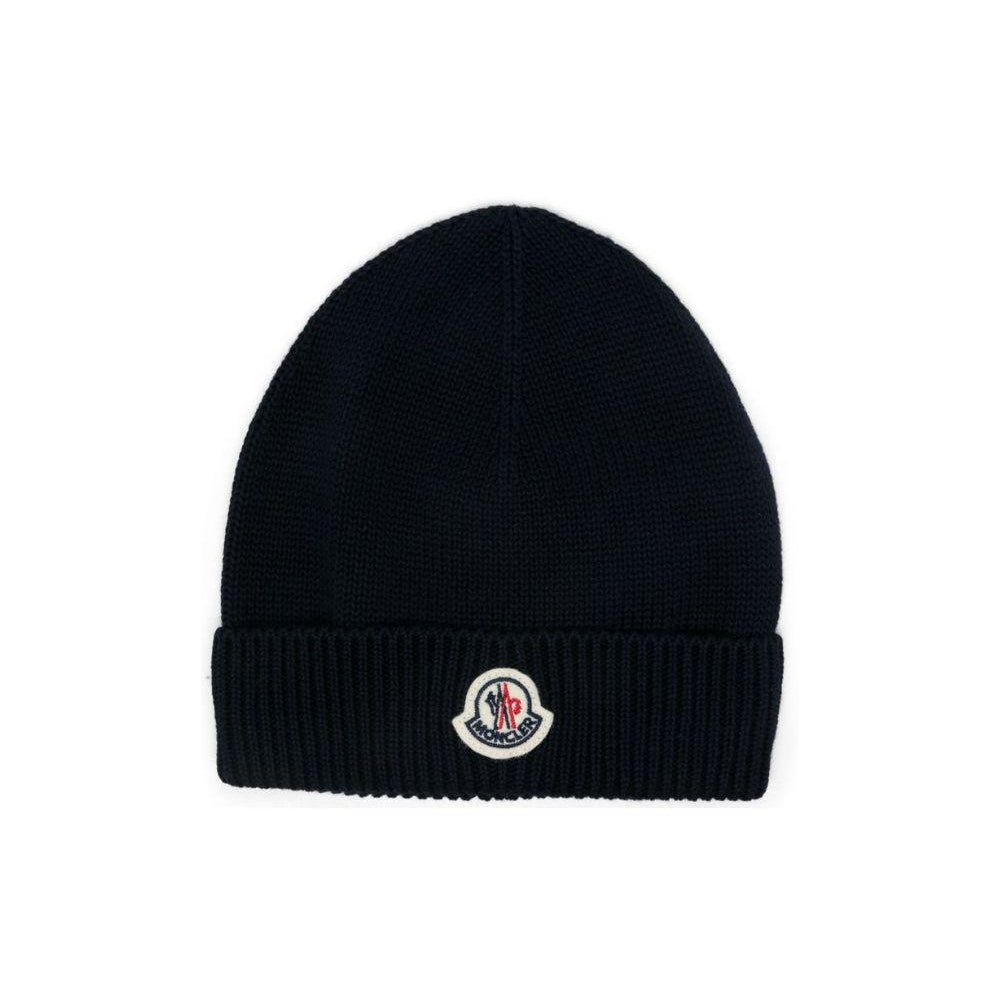 Berretto per neonato Moncler Enfant blu con ricamo toppa con logo sul davanti L19513B00006M2861 742 MONCLER ENFANT