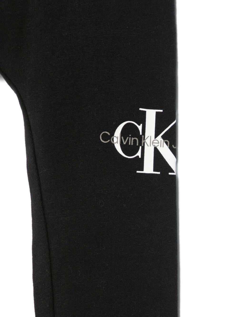 Leggings con monogramma per neonata Calvin Klein Kids nero con stampa sulla gamba IN0IN00081 BEH CALVIN KLEIN KIDS