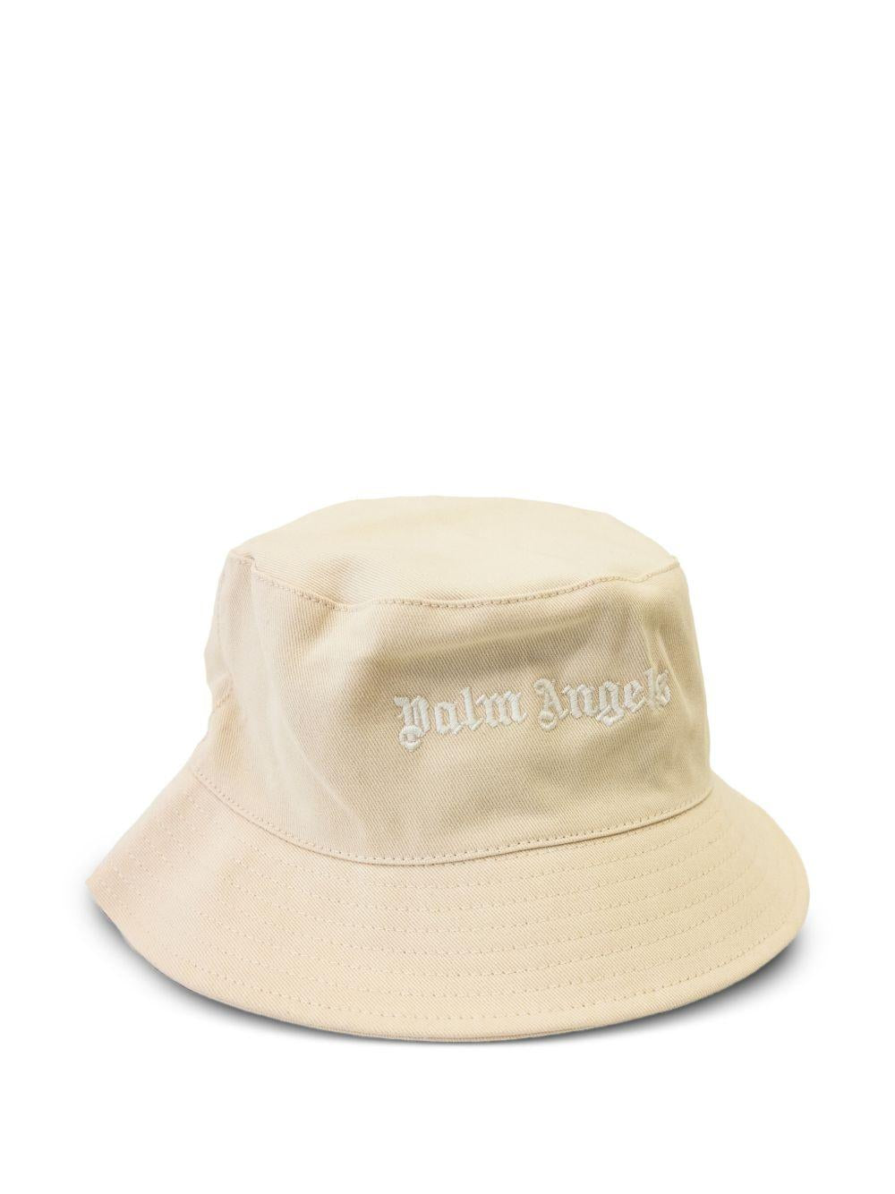 Cappello da pescatore per bambino Palm Angels Kids beige con logo ricamato PBLA001S26FAB003 092 PALM ANGELS KIDS