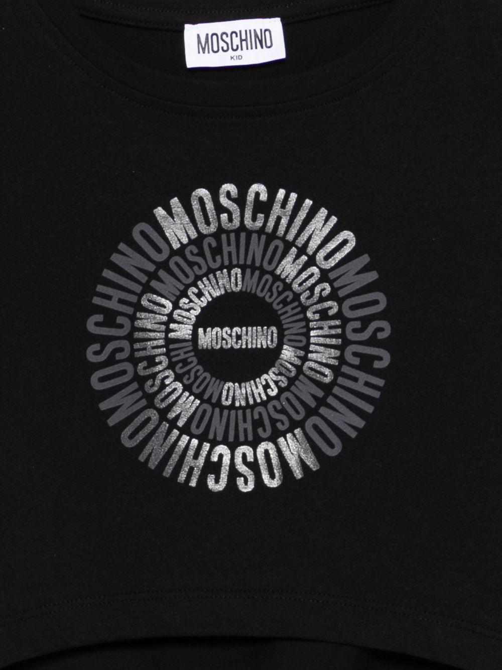T-shirt per bambina Moschino Kids nera con logo sul davanti HDM070LAA02 60100 MOSCHINO KIDS