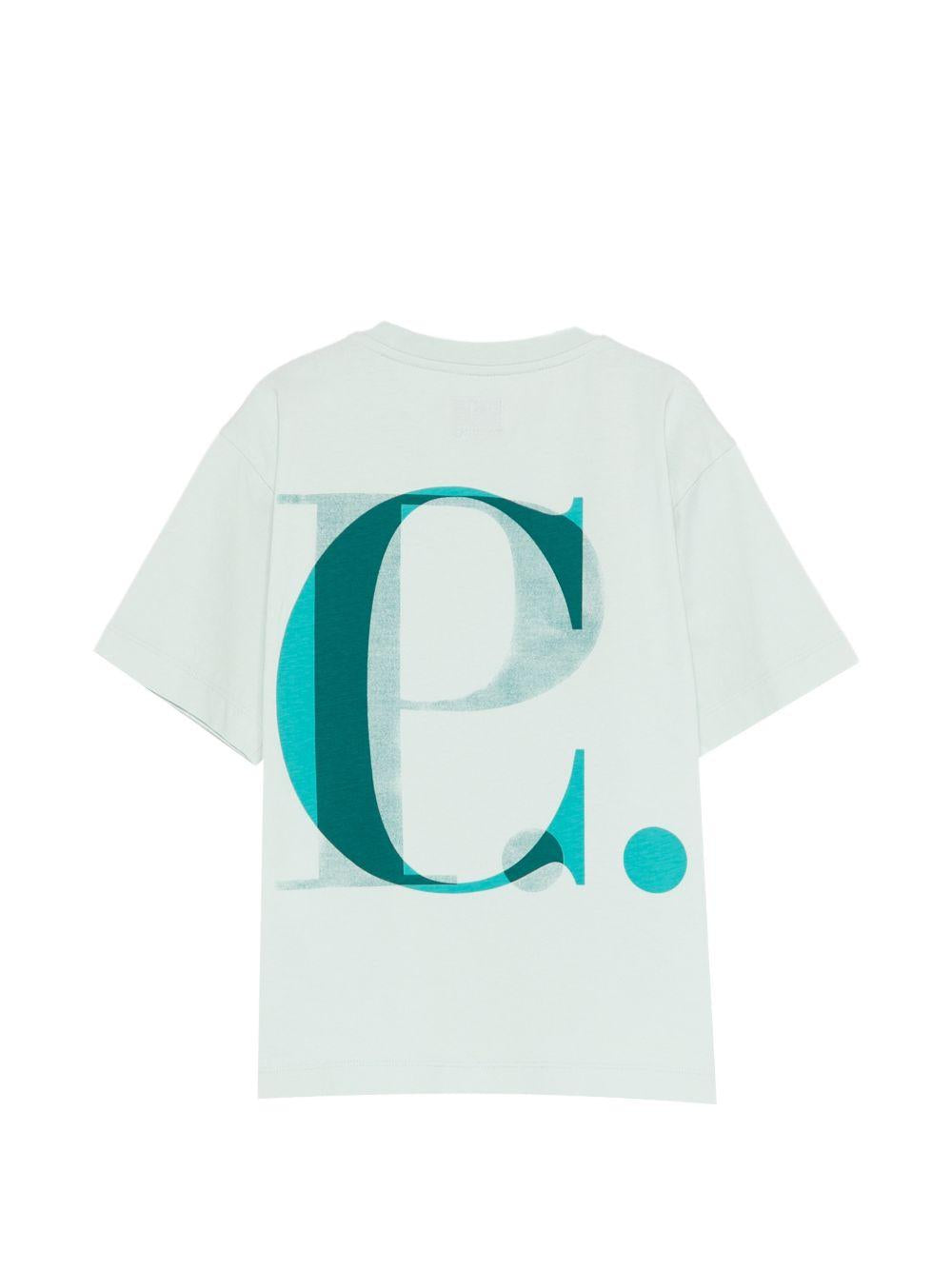 T-shirt per bambino C.P Company kids verde con stampa logo sul davanti CSM002LAA17 41372 C.P.COMPANY KIDS