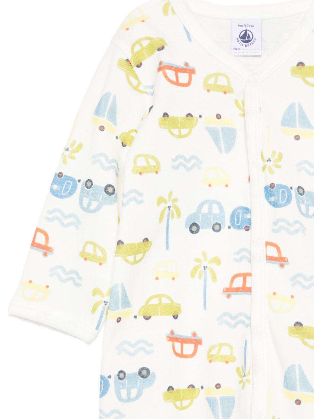 Tutina per neonato Petit Bateau bianca con stampa macchinine all-over A0FCN 01 PETIT BATEAU KIDS