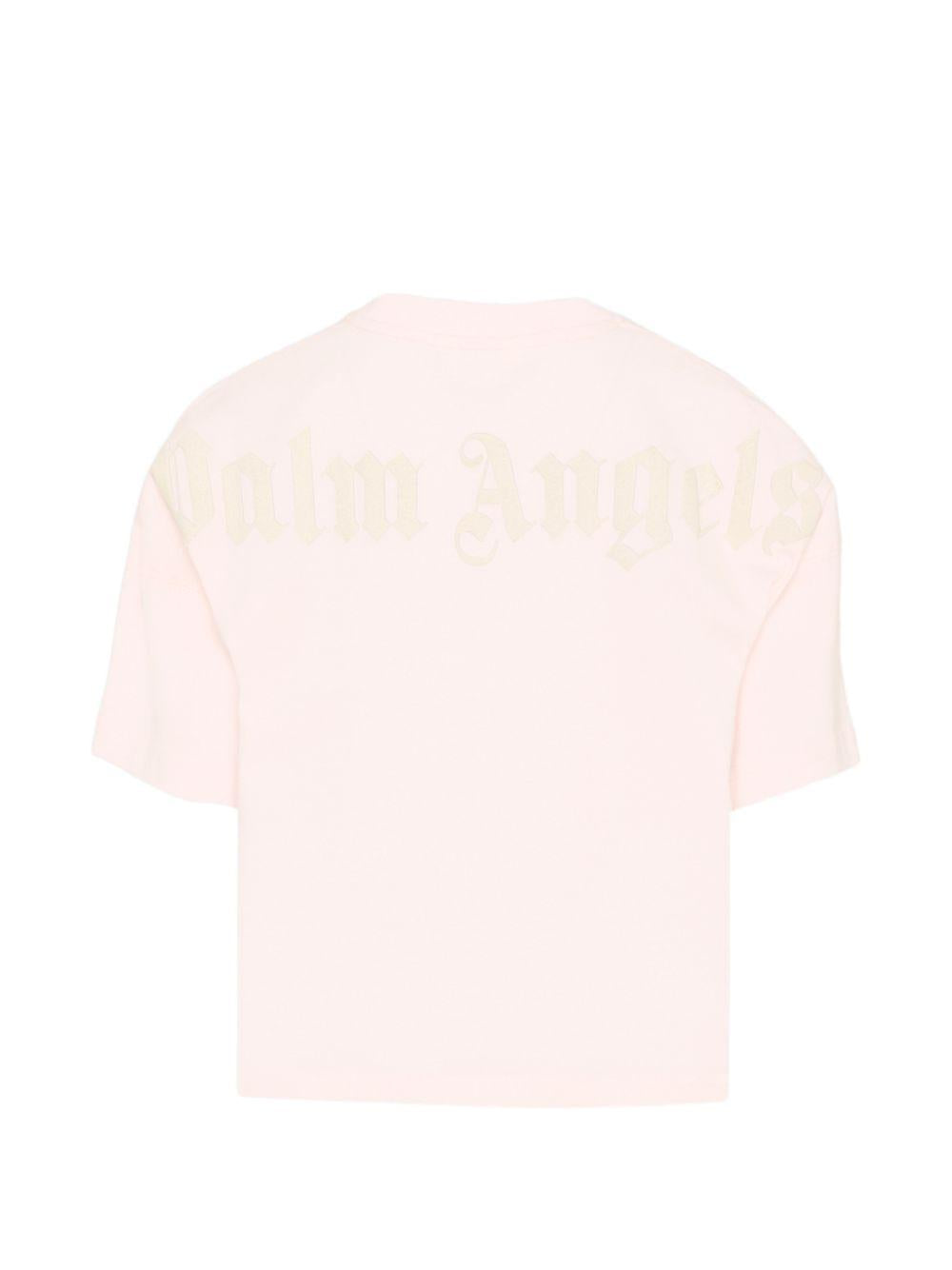 T-shirt per bambina Palm Angels Kids rosa con stampa logo sul retro PGAA001S26JER001 042 PALM ANGELS KIDS