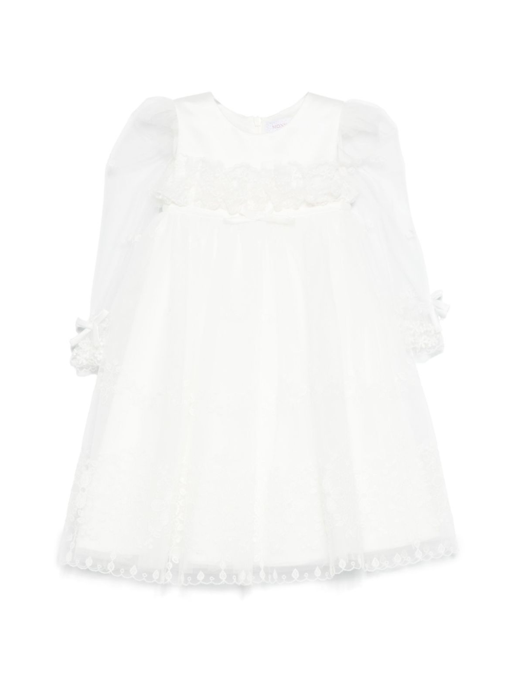 Abito per neonata Monnalisa bianco in tulle con design ricamato 73E906 5976 0001 MONNALISA
