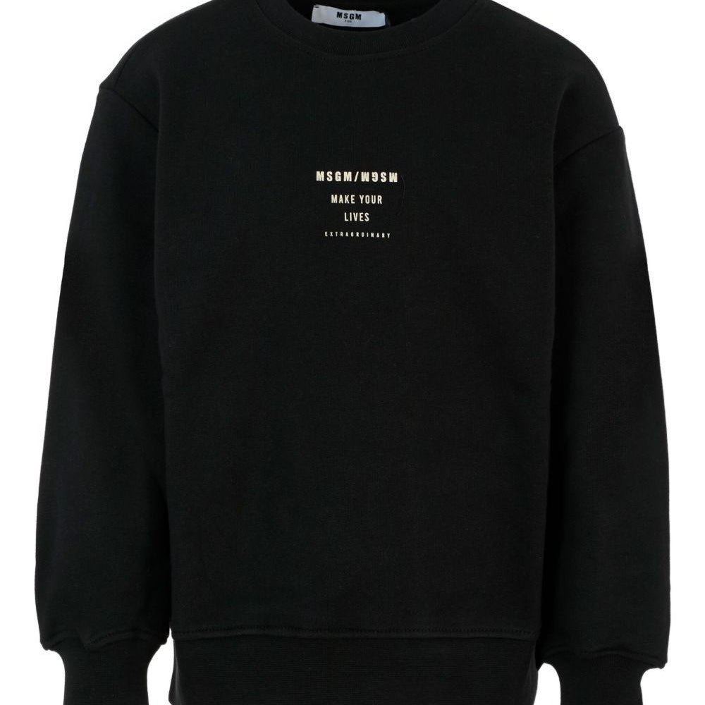 Felpa per bambino MSGM Kids nero con stampa logo F5MSJBSW214 110 MSGM KIDS