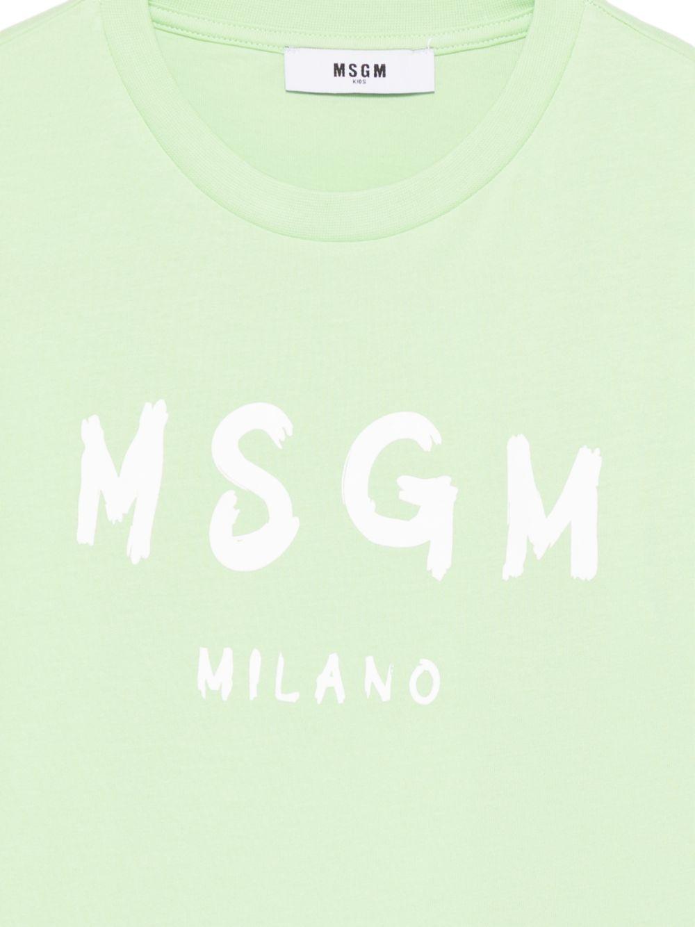 T-shirt per bambini MSGM Kids verde con scollo rotondo S6MSJUTH001 MS077 MSGM KIDS