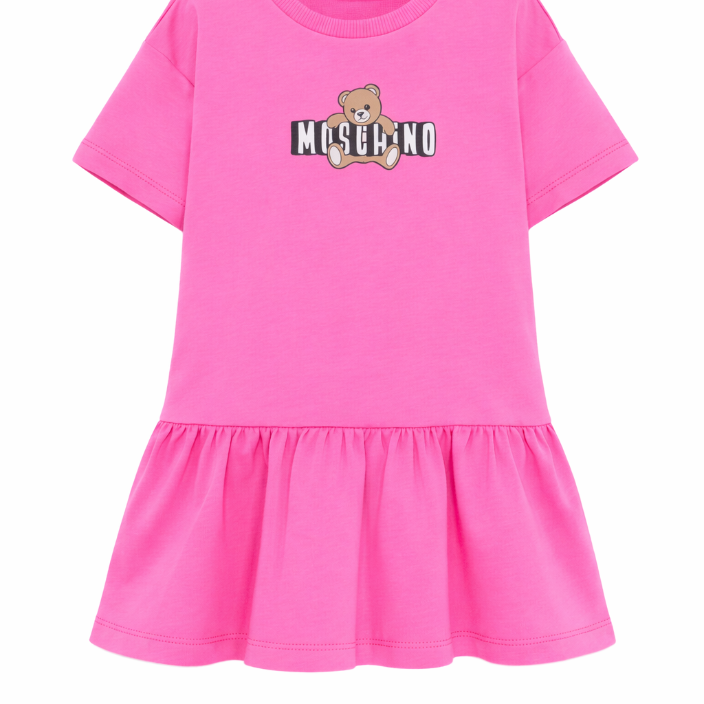 Abito da bambina Moschino Kids fucsia con stampa orsetto HDV0HLLCA19 50533 MOSCHINO KIDS