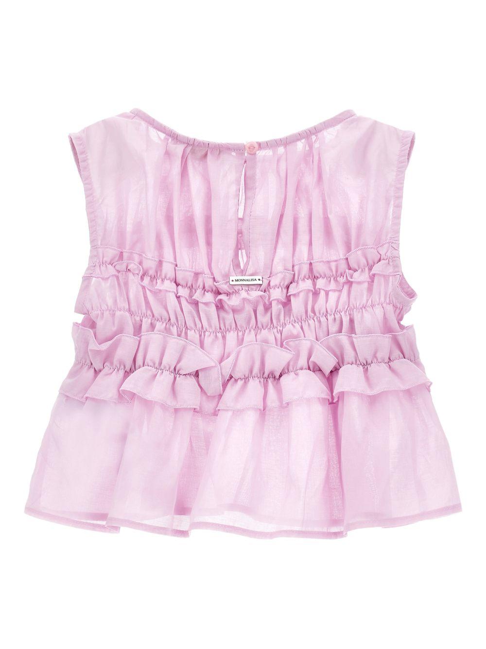 Blusa per bambina Monnalisa rosa con dettagli con ruches 17G301 7105 0090 MONNALISA KIDS