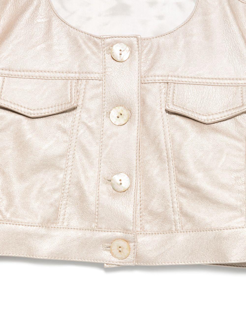 Giacca per bambina Colorichiari beige modello crop senza colletto FJ808178 3839 21 COLORICHIARI KIDS