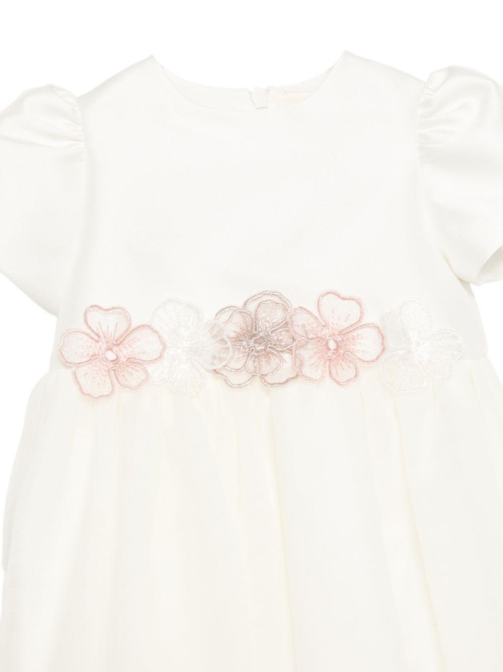Abito per neonata Simonetta bianco con applicazione floreale SY1021 T0002 102 SIMONETTA KIDS