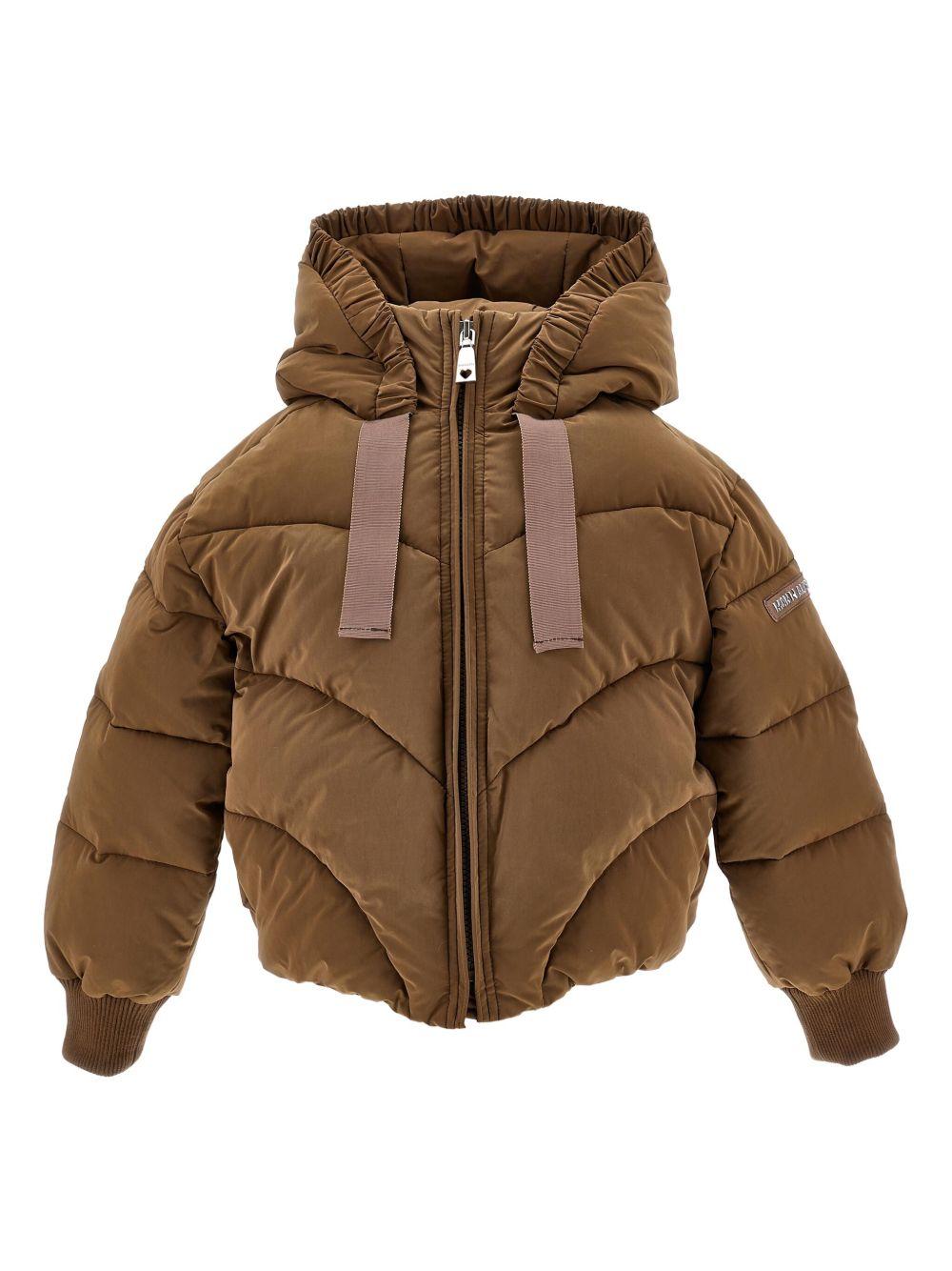 Piumino per bambina Monnalisa marrone con cappuccio 17F103 6022 0006 MONNALISA